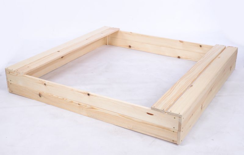 Piaskownica drewniana MODO24 z ławeczkami z plandeką 140 x 137 cm naturalne drewno 1 szt.