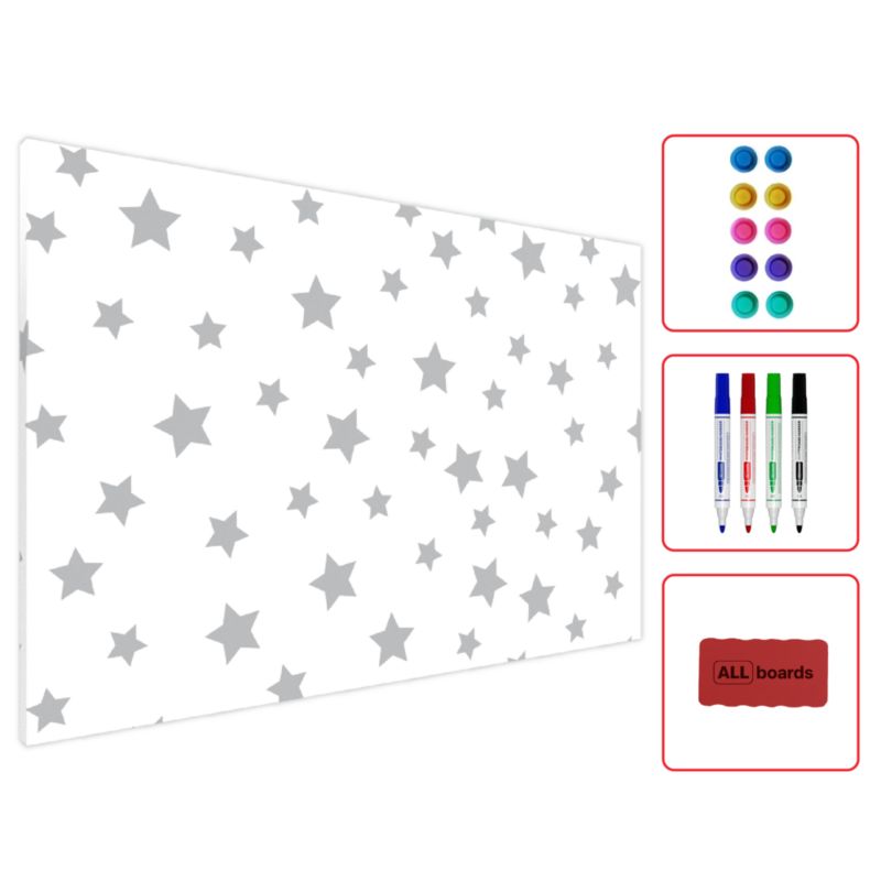 Tablica magnetyczna metalboards 90x60 cm ALLboards szare gwiazdki 1 szt.