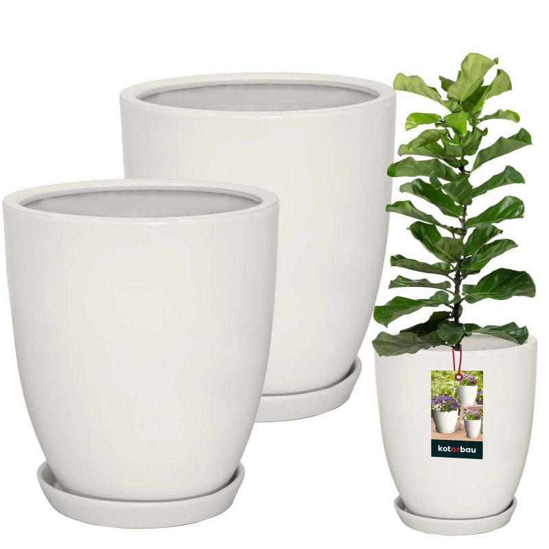 Doniczka ceramiczna KOTARBAU szkliwiona biała 26 cm 2 szt.
