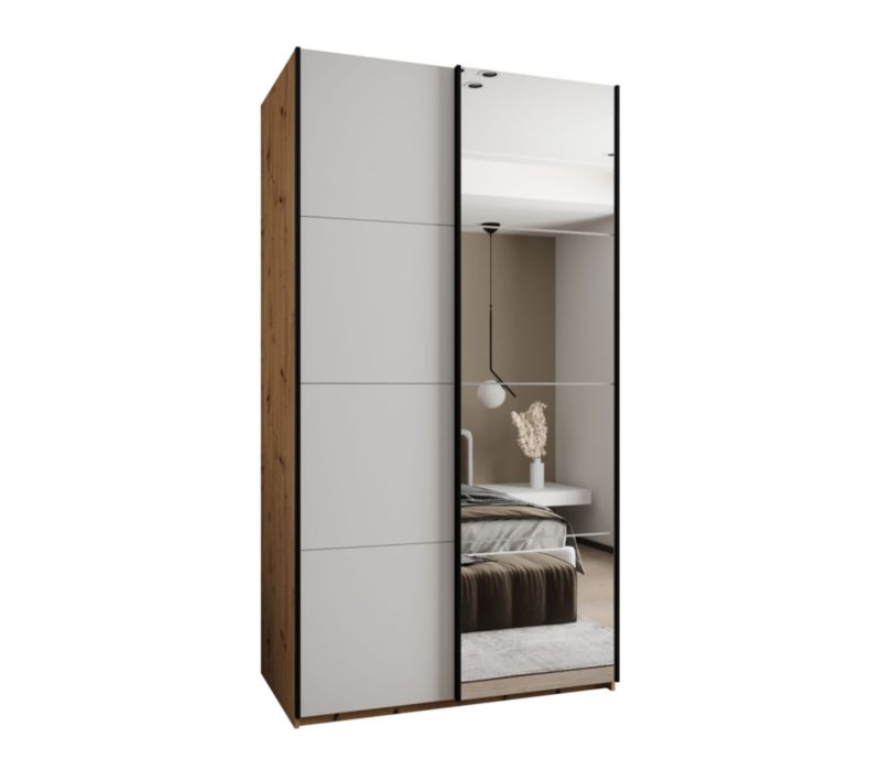 Szafa przesuwna Abiks LUX 3 wysoka szer.130cm artisan/biały/czarny 1szt.