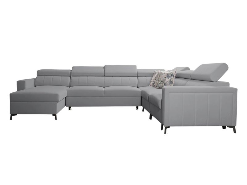 Narożnik z funkcją spania MIRJAN 24 Baltico VII lewy gołębi szary/wzór w liście 1 szt.