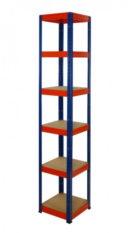 Regał metalowy MODO24 magazynowy stojak niebiesko-pomarańczowy helios 196x50x50cm 6 półek po 175 kg 1 szt.