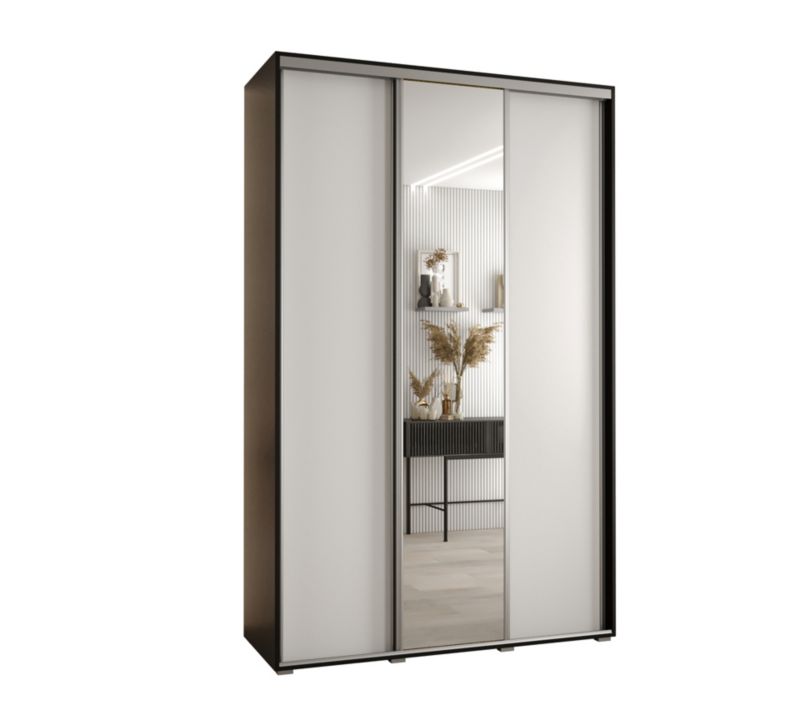 Szafa przesuwna Abiks DAVOS 3 wysoka szer.150cm gł.60cm czarny/biały/srebrny 1szt.