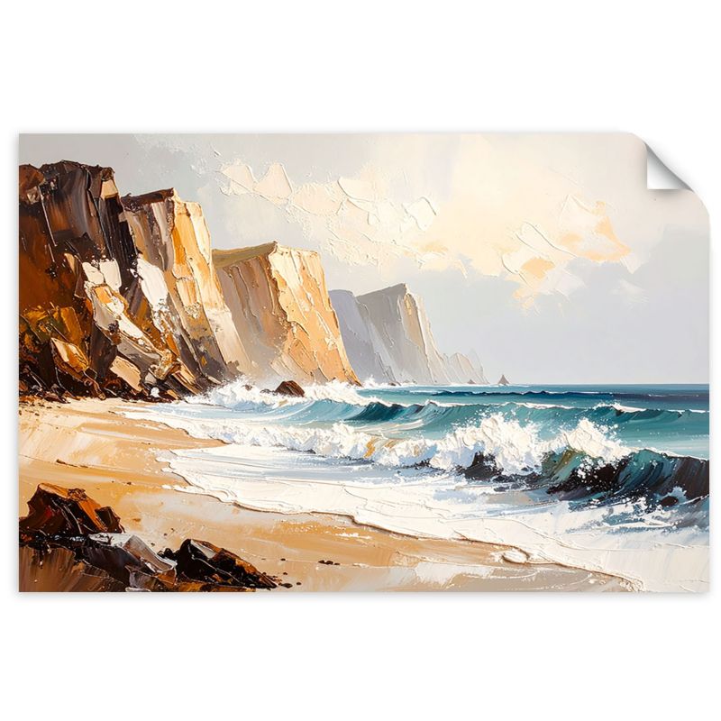 Naklejki samoprzylepne do salonu sypialni Feeby Skały Plaża Morze jak malowany 150x100cm 1szt