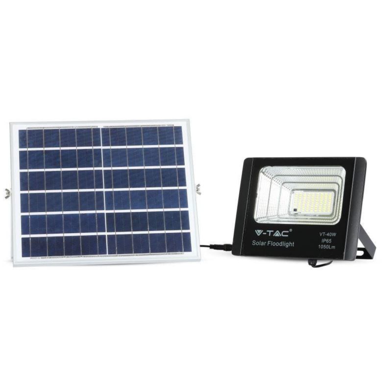 Naświetlacz solarny LED V-TAC czarny LED 16W 6000K 1050lm IP65 wym: 21 x 24,7 x 6,5 cm aluminium - 1 szt.