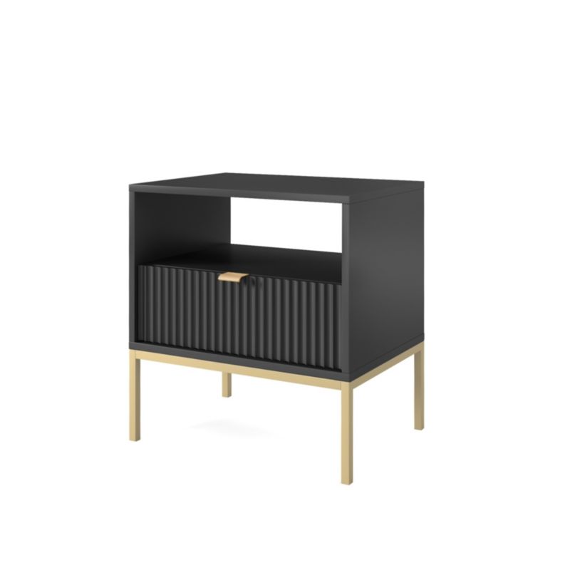 Szafka nocna z szufladą Bettso Nova 54cm na złotym stelażu czarny 1szt.