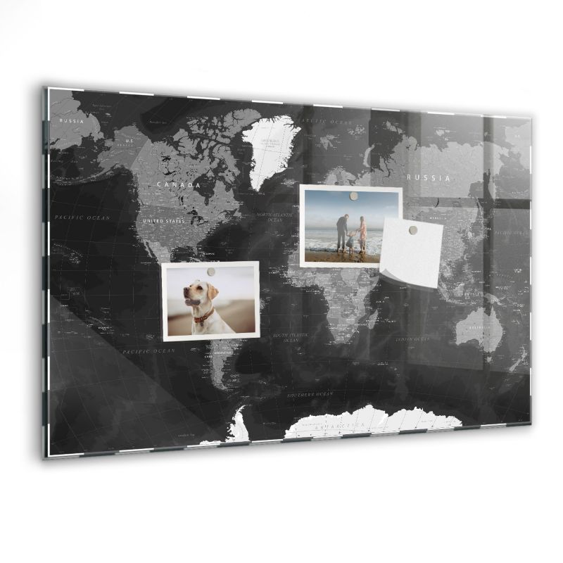 Foto tablica magnetyczna Wallfluent 60x40 cm Czarna mapa świata 1 szt.