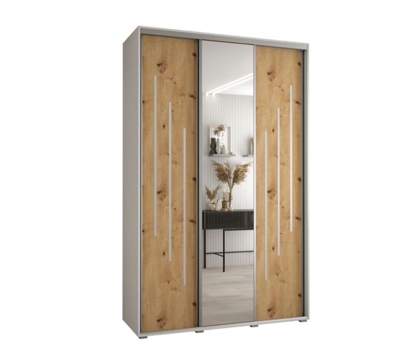 Szafa przesuwna Abiks DAVOS 9 wysoka szer.150cm gł.45cm biały/artisan/srebrny 1szt.