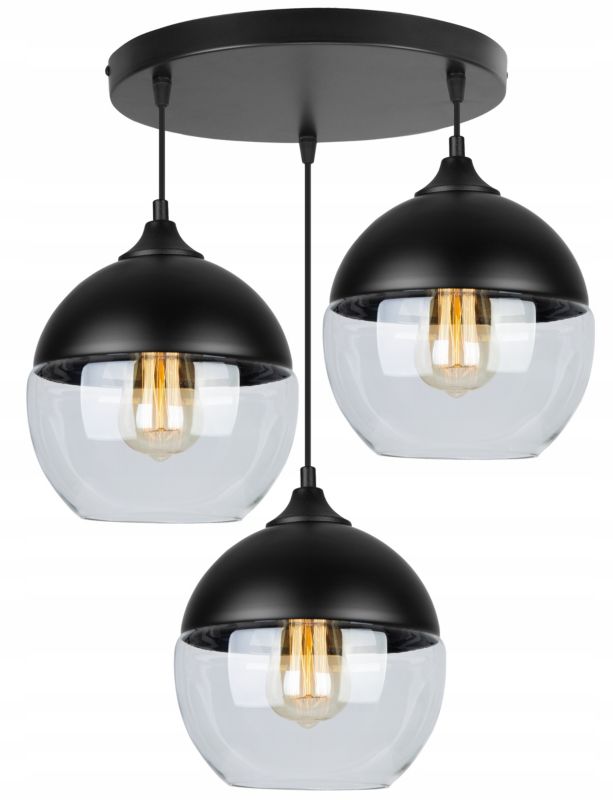 Lampa sufitowa wisząca Light Home LH Oslo okrągły 34x E27 60W czarny/bezbarwny 1szt.