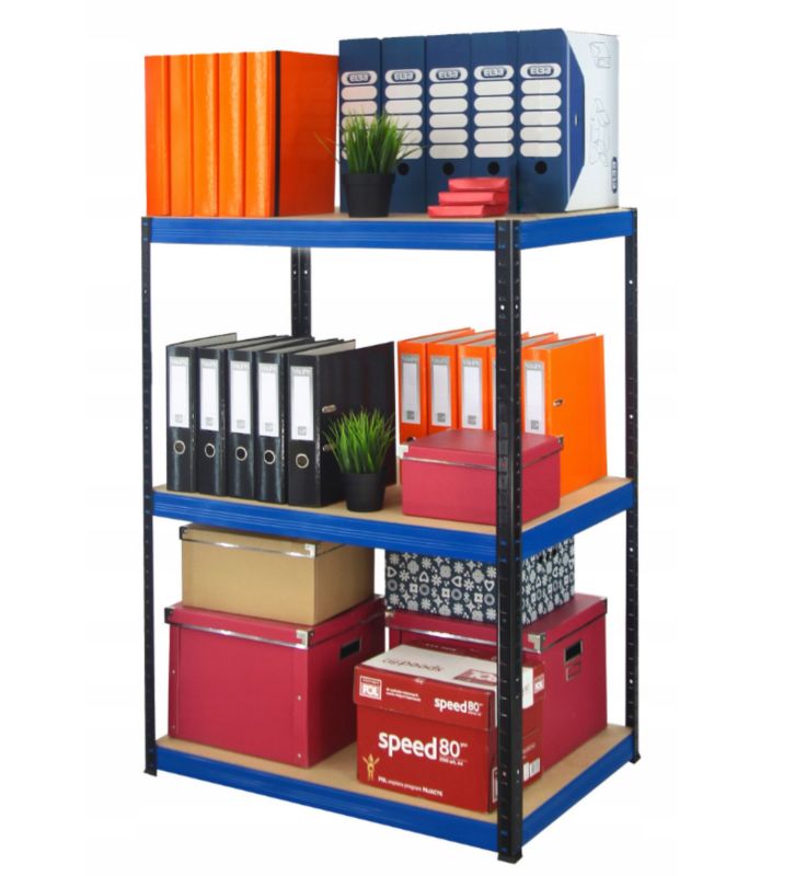 Regał magazynowy garażowy metalowy MODO24 czarno-niebieski helios 106x110x40cm 3 półki po 175 kg 1 szt.