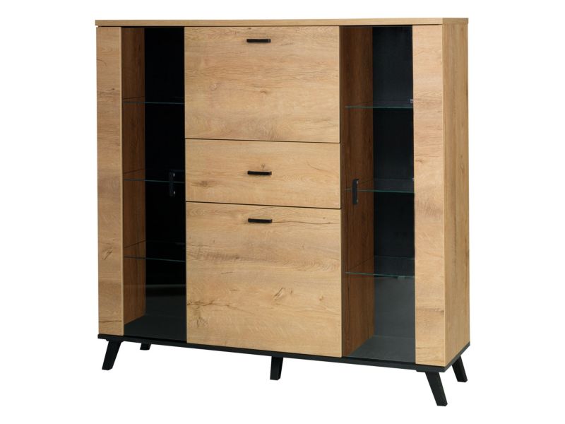 Komoda MIRJAN 24 John 3 dąb lefkas / czarny 1 szt.