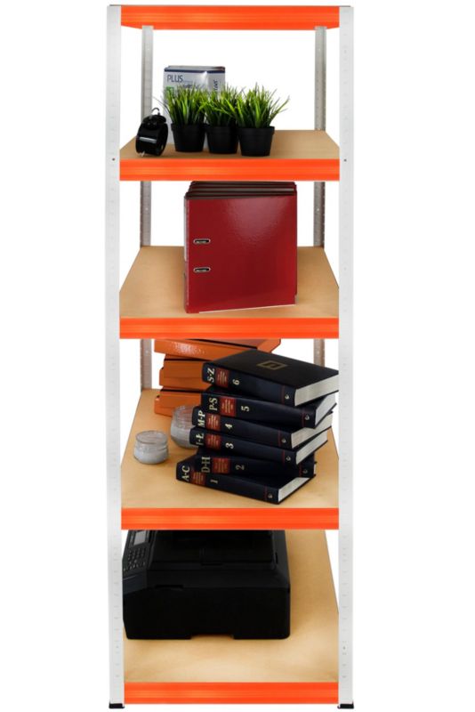 Regał metalowy MODO24 magazynowy stojak biało-pomarańczowy helios 180x30x30cm 5 półek po 175 kg 1 szt.