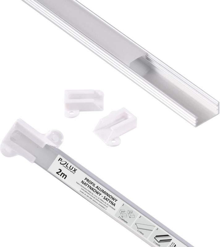 Zestaw Polux profil natynkowy do taśm LED 2 m satynowy