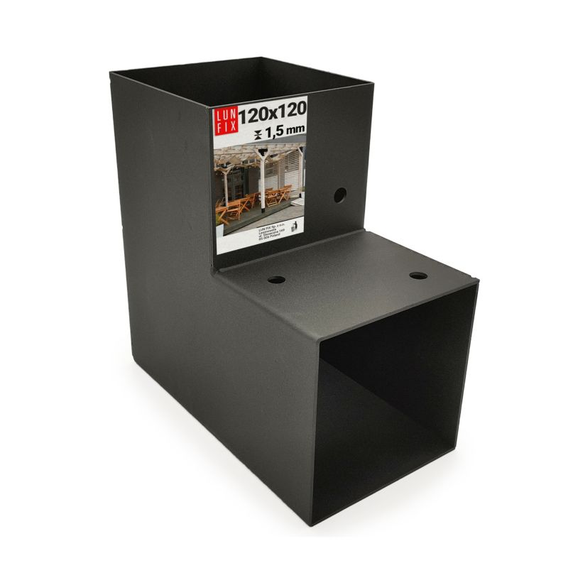 Łącznik do belek Lun Fix 2 końce L 12x12 cm czarny 1szt.