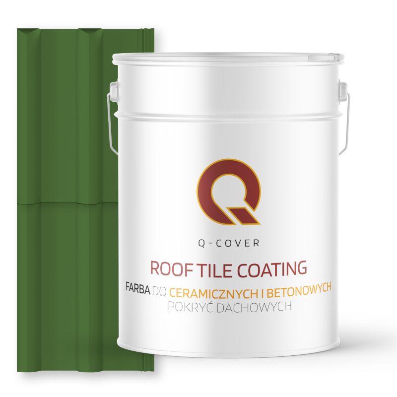 Farba do Dachów Ceramicznych i Betonowych Pokryć Dachowych Q-Cover Zielony trawiasty RAL6010 Wysoki Połysk 10L