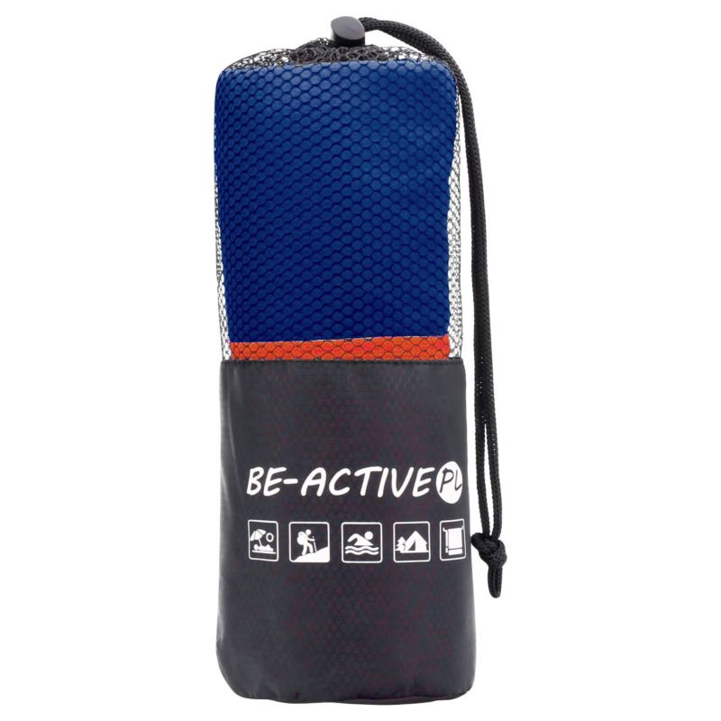 Ręcznik Be-active.pl szybkoschnący sportowy z mikrofibry 180x100 granatowo-pomarańczowy 1szt