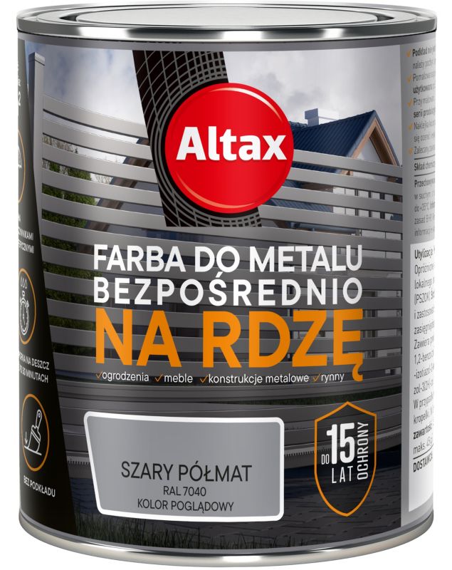 Farba do metalu Altax antykorozyjny szary półmat 0,75 l