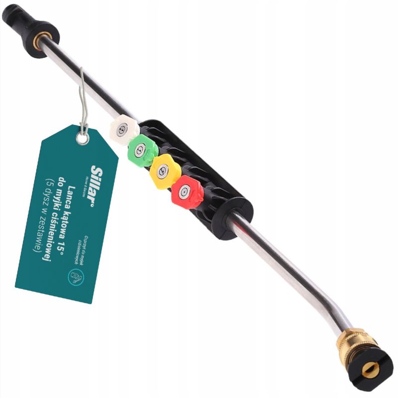 Lanca kątowa, Sillar, do myjek ciśnieniowych Karcher K2-K7, zestaw z 5 dyszami, 6szt