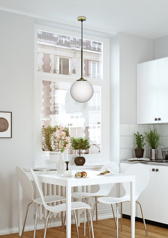 Złota lampa wisząca do salonu kula 20 cm GLASGOW metal szkło