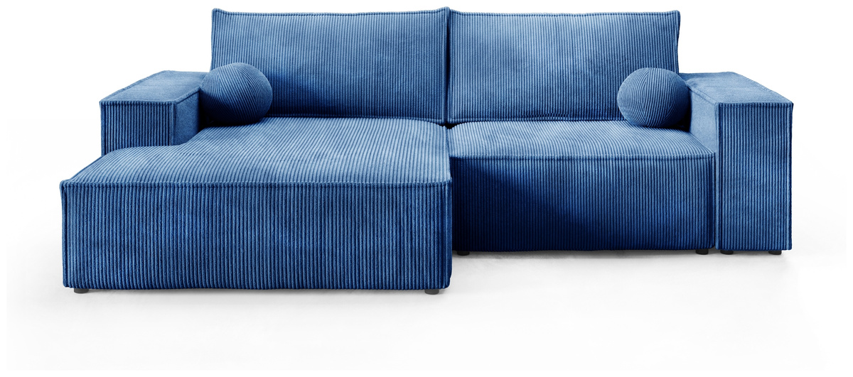 Nowoczesny narożnik rozkładany sztruksowy z funkcją spania niebieski PABLO MINI