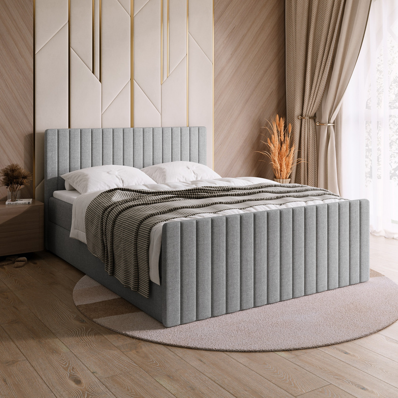 Szare łóżko do sypialni 180x200 cm z pojemnikiem na pościel DREAM DUO