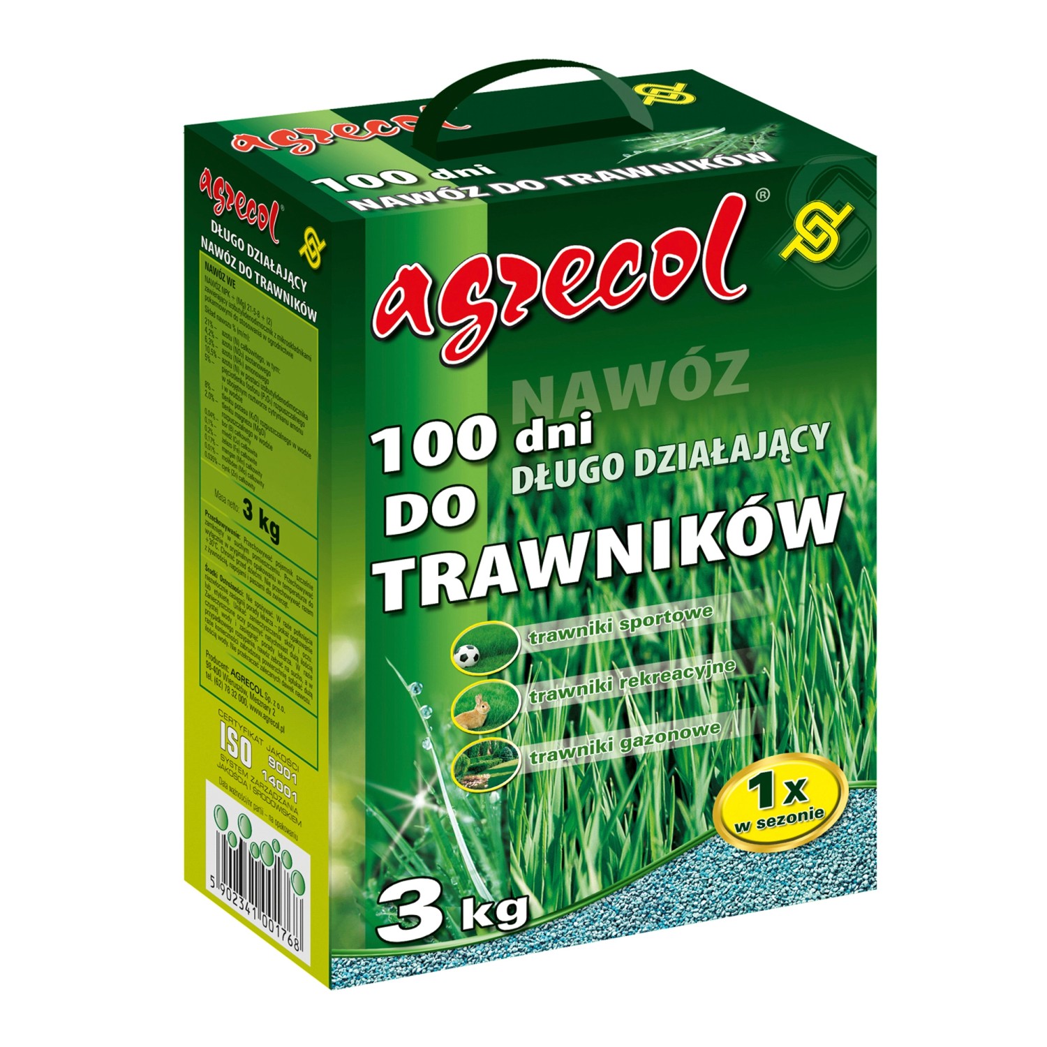 Agrecol Nawóz do trawników 100 dni 3 kg.