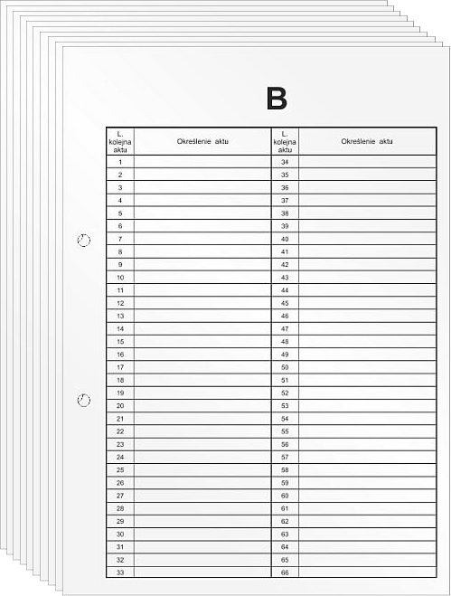 10x Przekładka do segregatora Biurfol, do akt osobowych, kartonowa, A4, typ B, 1 karta