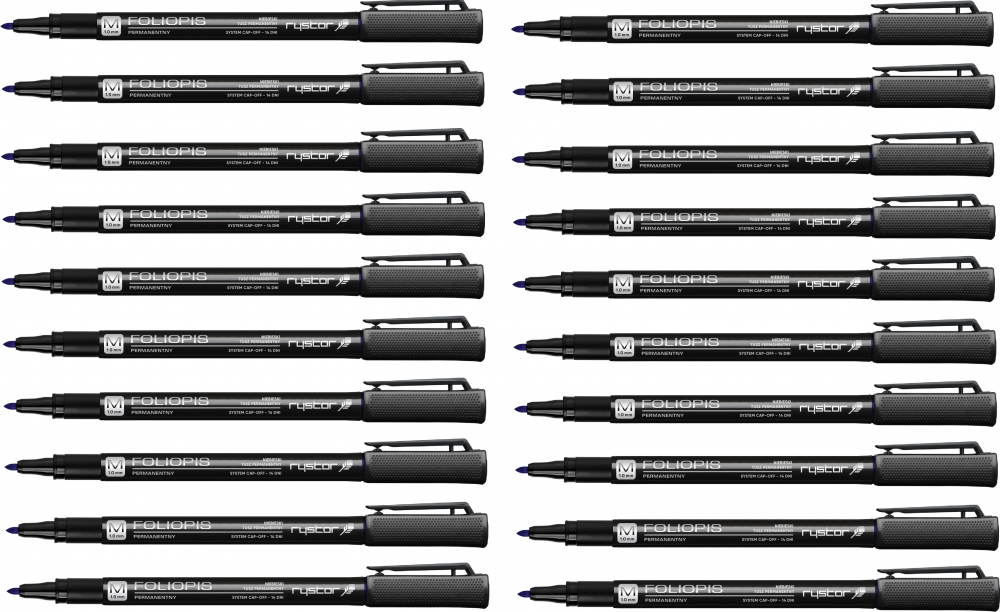 20x Foliopis Rystor, FM, okrągła, 1mm, niebieski