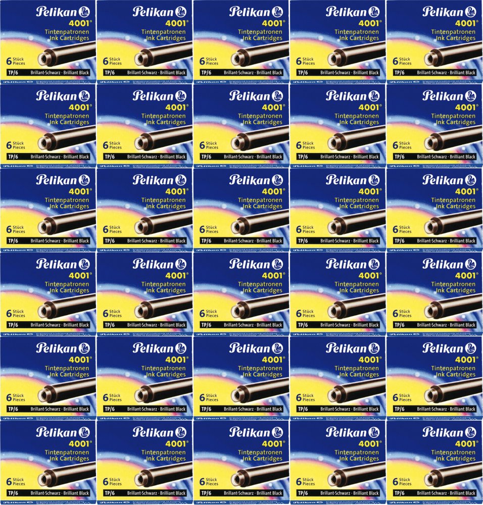 100x Naboje do pióra wiecznego Pelikan, krótkie, 6 sztuk, czarny