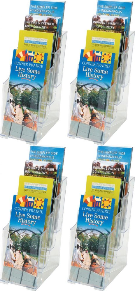 4x Stojak na prospekty Viking, 1/3 A4, 4 kieszenie, przezroczysty