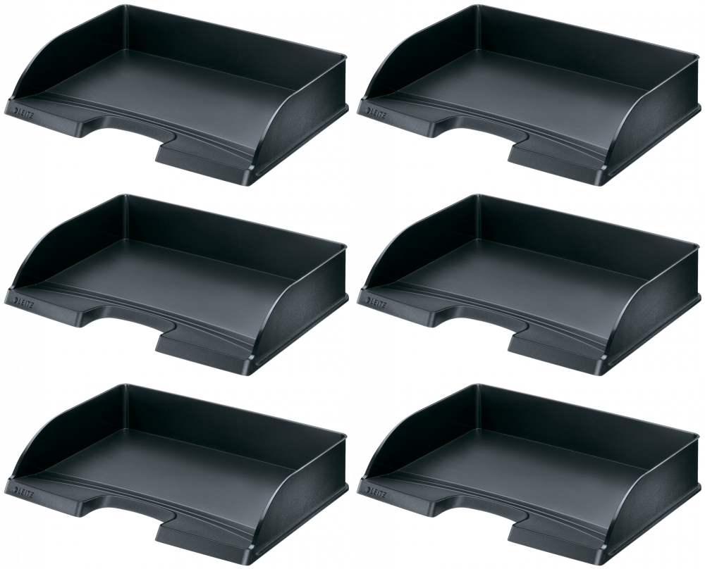 6x Półka na dokumenty Leitz Plus, długi bok otwarty, A4, plastikowa, czarny