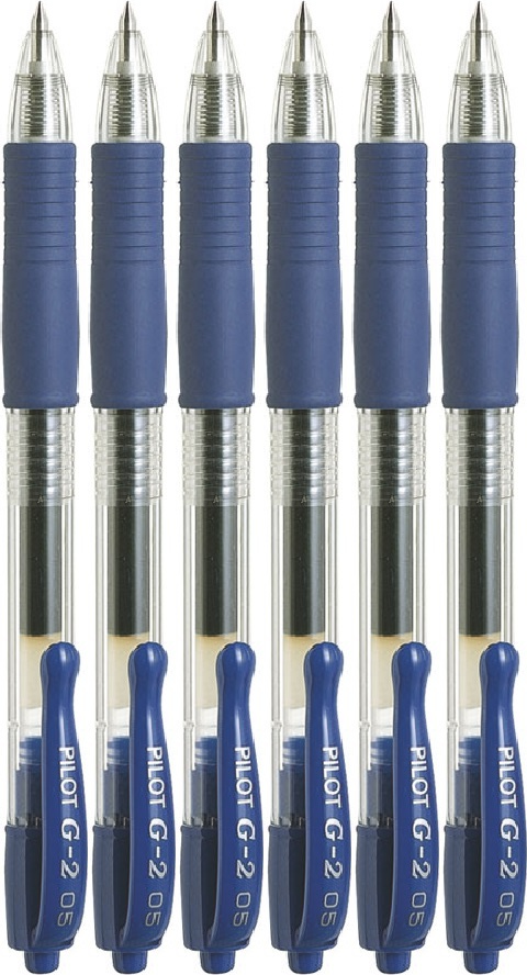 6x Długopis żelowy automatyczny Pilot, G2, 0.5mm, niebieski