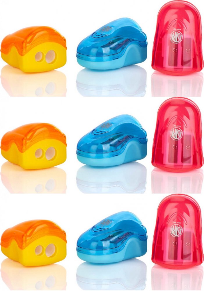 3x Temperówka Astra Orion, 2 otwory, mix kolorów