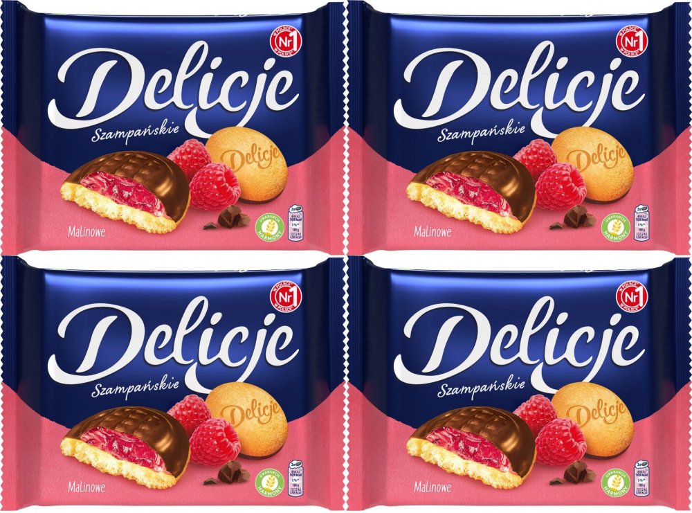 4x Ciastka Delicje szampańskie Mondelez, malinowy, 294g