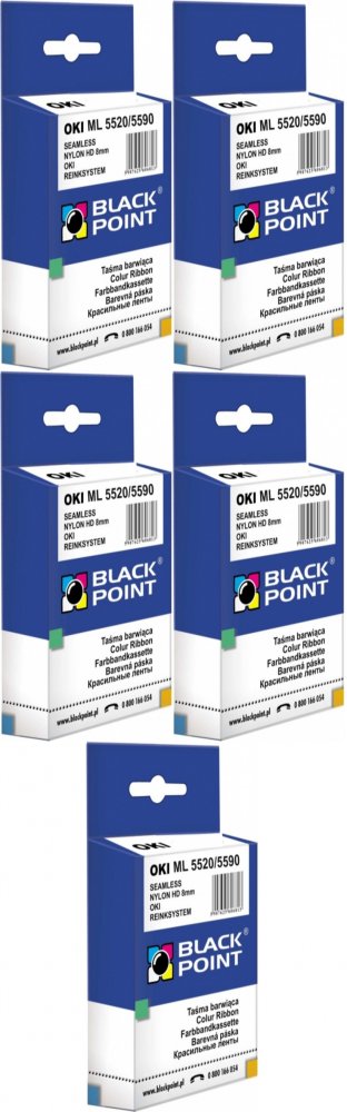 5x Kaseta Black Point OKI 182/320/391 09002303, 8mm x 1,8m, czarny