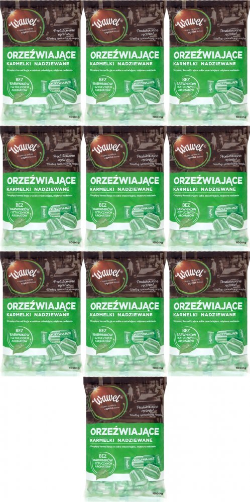 10x Karmelki nadziewane Wawel, Orzeźwiające, miętowe, 1kg