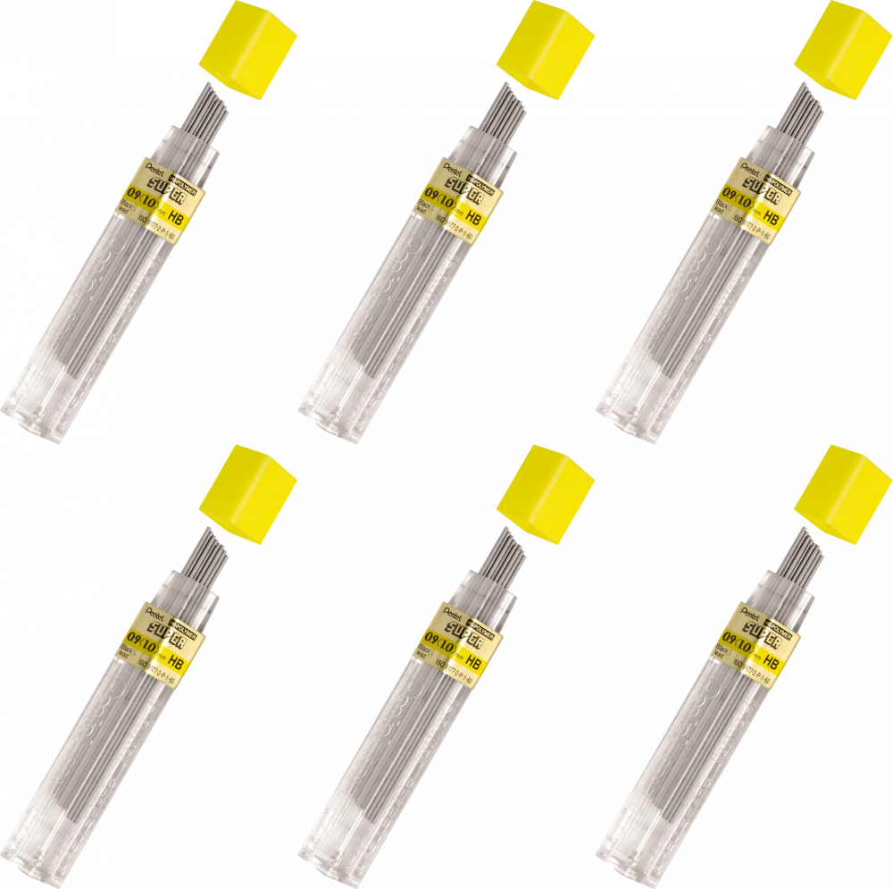 6x Grafity ołówkowe Pentel, 0.9mm, HB