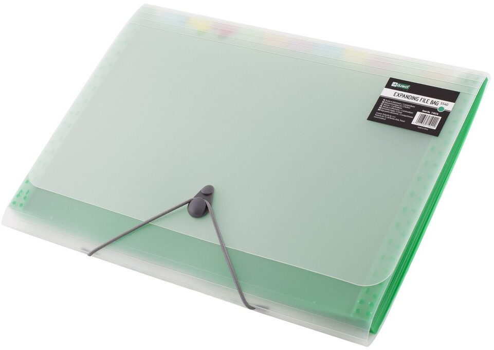 Teczka z przegródkami D.Rect 5540, A4, 12 przegródek, zielony