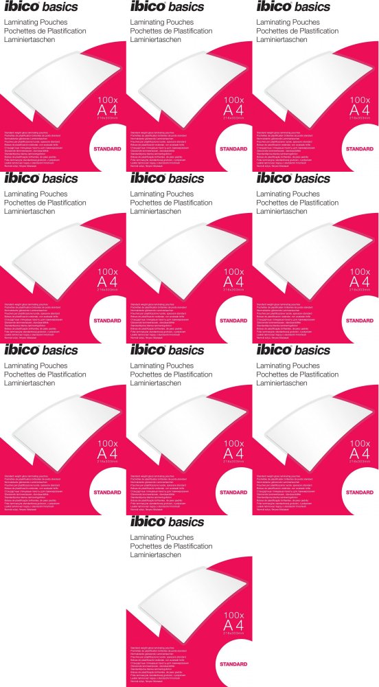 10x Folia do laminowania Ibico, 216x303mm, A4, 2x125 μm, błyszcząca, 100 arkuszy