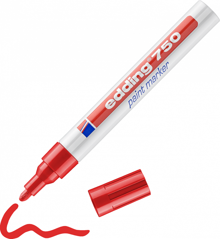 Marker olejowy edding 750, okrągła, 4mm czerwony