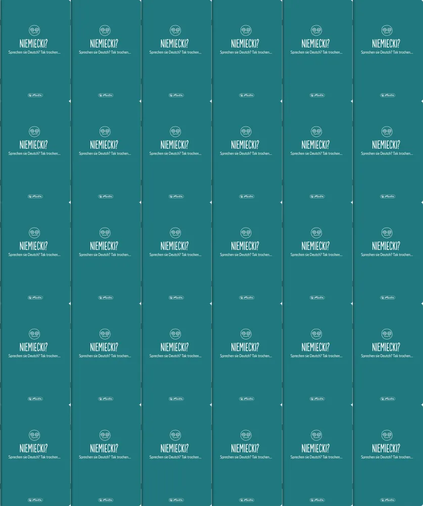 40x Zeszyt przedmiotowy w kratkę Herlitz J. Niemiecki, A5, miękka oprawa, 60 kartek, turkusowy