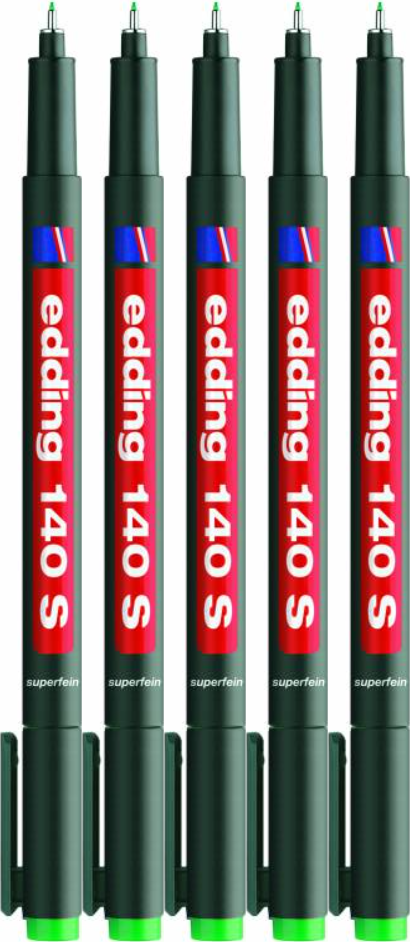 5x Foliopis permanentny edding 140S, okrągła, 0.3mm, zielony