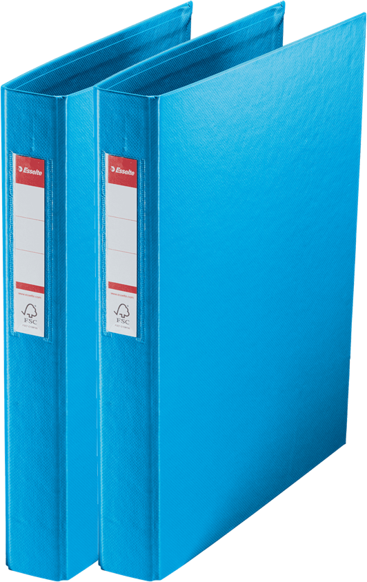 2x Segregator Esselte Vivida, A4, szerokość grzbietu 42mm, do 190 kartek, 4 ringi, niebieski