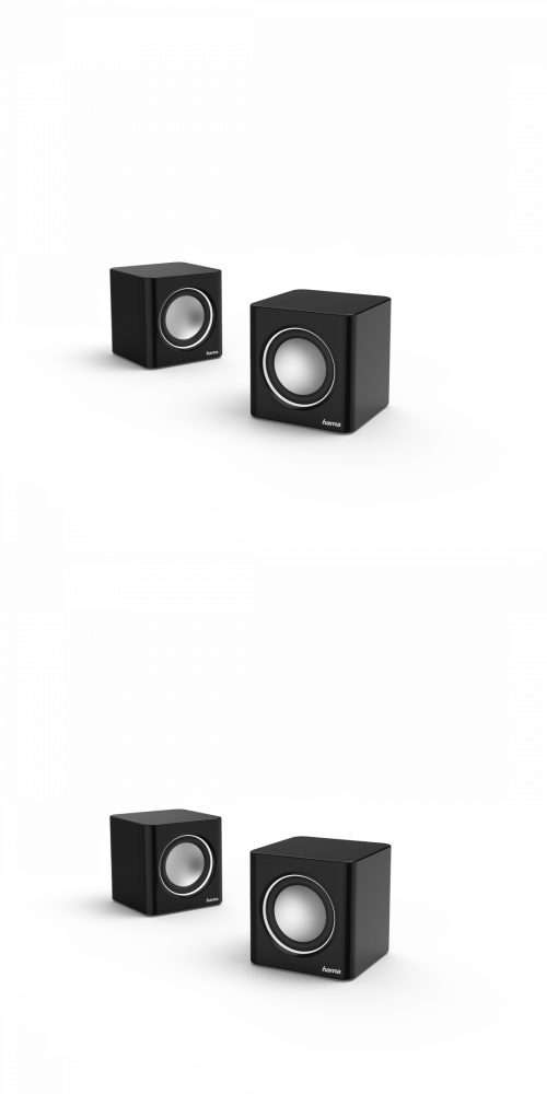 2x Głośnik do notebooka Hama Sonic Mobil 185, 7x7x7cm, 2 sztuki, czarno-srebrny