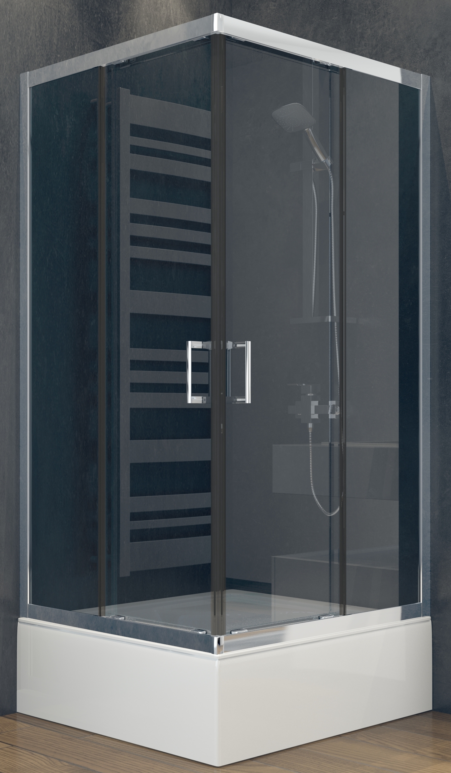 Besco Modern 165 kabina prysznicowa 90 cm kwadratowa chrom/szkło przezroczyste MK-90-165-C