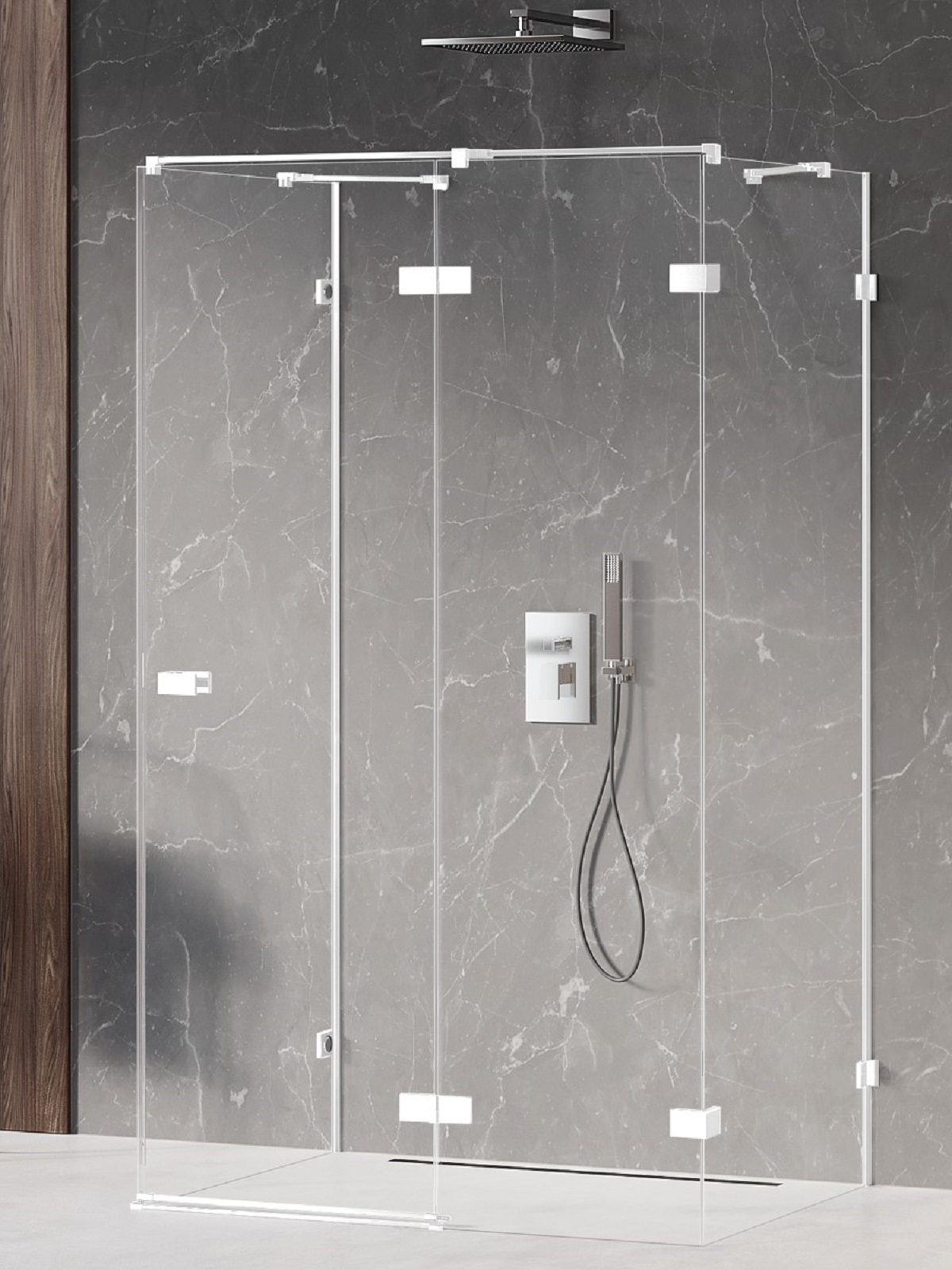 New Trendy Avexa White kabina prysznicowa 90x80 cm prostokątna prawa biały mat/szkło przezroczyste EXK-2883