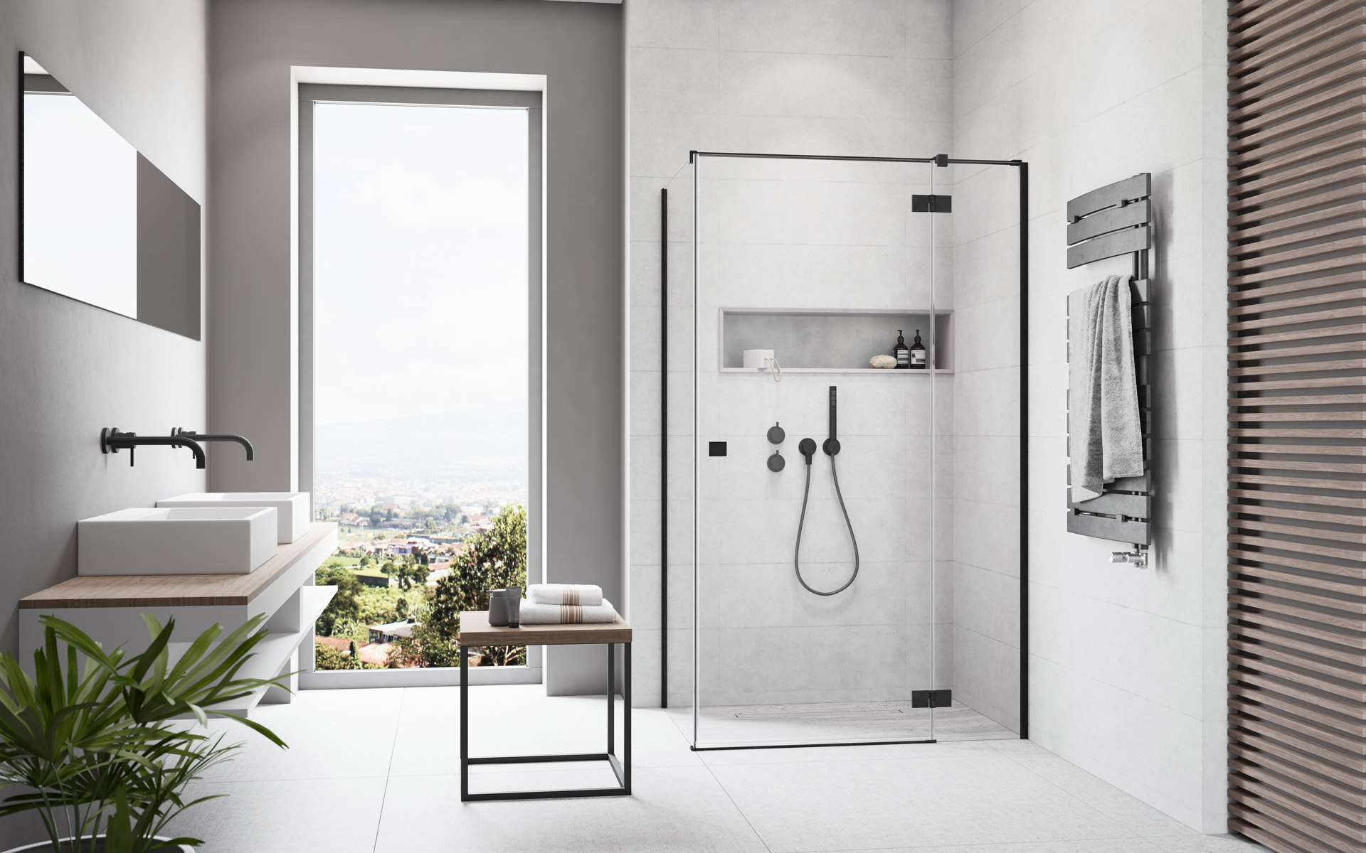 Radaway Essenza New Black KDJ drzwi prysznicowe 120 cm prawe czarny mat/szkło przezroczyste 1385042-54-01R