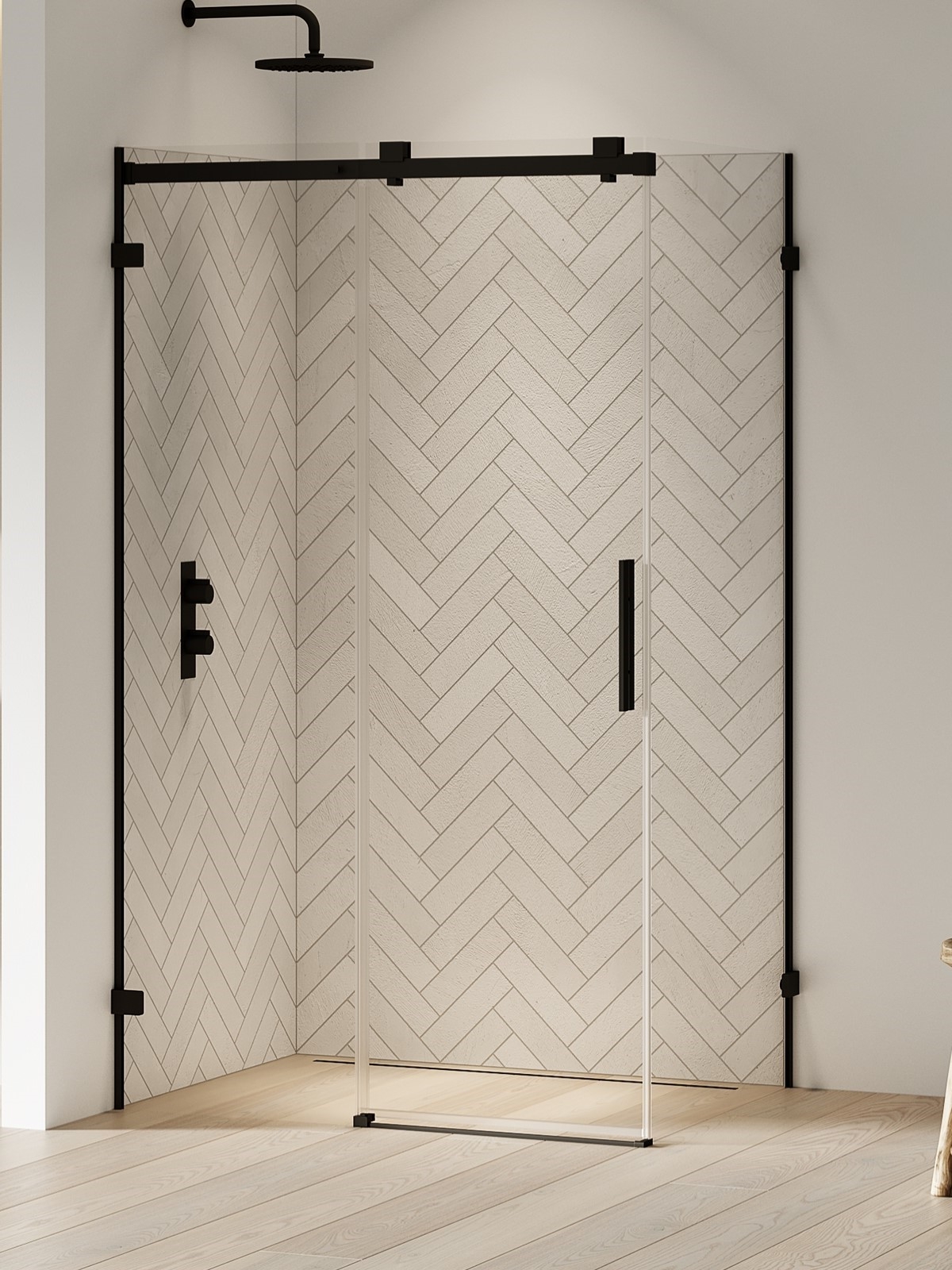 New Trendy Softi X Black kabina prysznicowa 120x120 cm kwadratowa lewa czarny mat/szkło przezroczyste EXK-5403