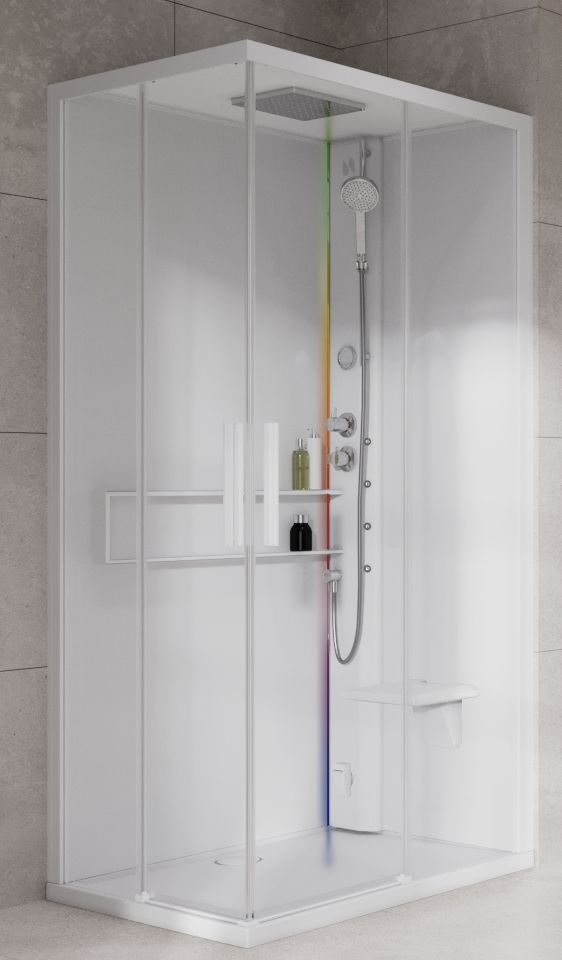 Novellini Glax 2 2.0 A kabina z hydromasażem 90x90 cm parowa z brodzikiem total biała G22A99T5-1UU