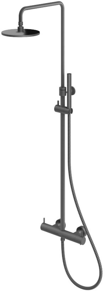 Kohlman Axel Gray zestaw prysznicowy ścienny termostatyczny z deszczownicą grafit szczotkowany QW273AG